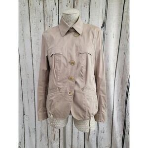 Marc Aurel Asymmetrical Khaki Beige Lightweight Basic Jacket Coat Women's 40 EUC